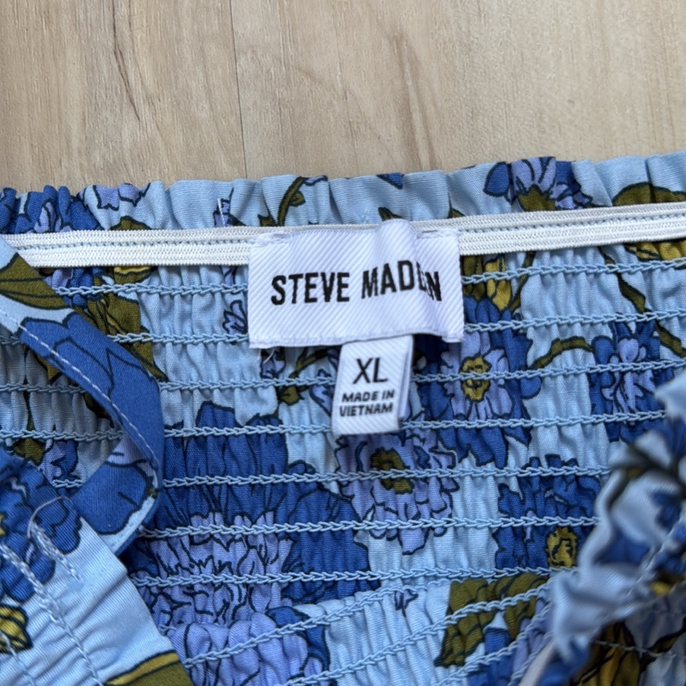 Steve Madden Botanical BlueFloral Spaghetti (Adjustable) Strap BabydollDress XL - Picture 4 of 5